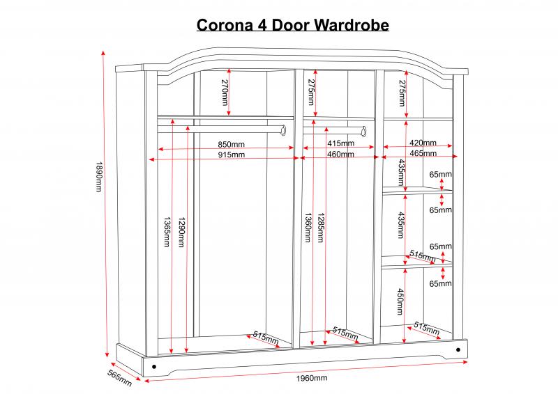Ashley S Trade Carpet Centre Corona 4 Door Wardrobe In