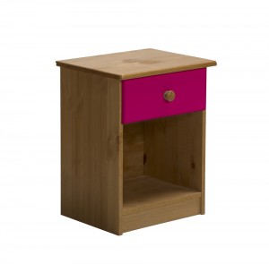 Verona 1 Drawer Bedside Antique With Fuschia Details
