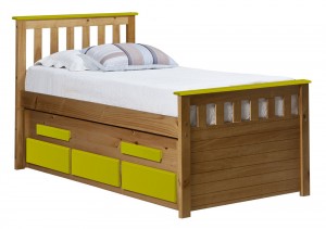 Captains Bergamo Guest Bed 3ft Antique With Lime Details