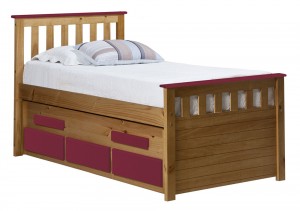 Captains Bergamo Guest Bed 3ft Antique With Fuschia Details