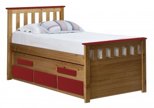 Captains Bergamo Guest Bed 3ft Antique With Red Details