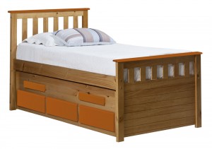 Captains Bergamo Guest Bed 3ft Antique With Orange Details