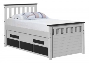 Captains Bergamo Guest Bed 3ft White With Graphite Details