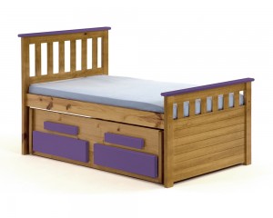 Captains Short Bergamo Guest Bed 3ft Antique With Lilac Details