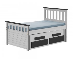 Captains Bergamo Guest Bed Short 3ft White With Graphite Details