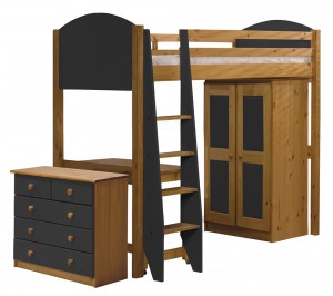 Verona High Sleeper Bed Set 2 Antique With Graphite Details