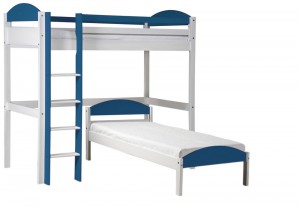 Maximus L Shape High Sleeper White With Blue Details