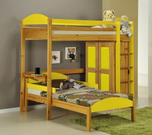Maximus L Shape High Sleeper Set 1 Antique With Lime Details