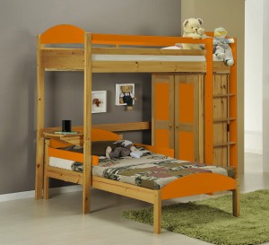 Maximus L Shape High Sleeper Set 1 Antique With Orange Details