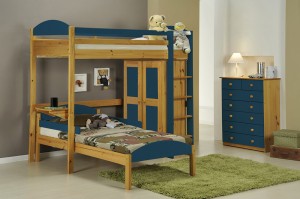 Maximus L Shape High Sleeper Set 2 Antique With Blue Details