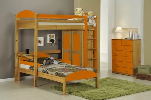 Maximus L Shape High Sleeper Set 2 Antique With Orange Details