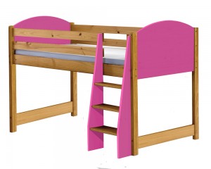 Verona Mid Sleeper Bed Antique With Fuschia Details