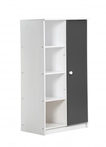 Avola One Door Cupboard White With Graphite Details