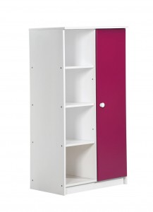 Avola One Door Cupboard White With Fuschia Details