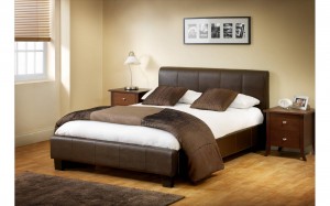 Vienna King Size Faux Leather Bed in Brown
