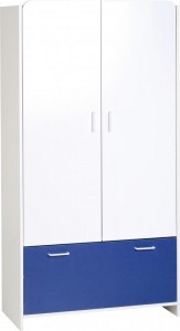 Lollipop 2 Door 1 Drawer Wardrobe in White/Blue