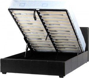 Prado Plus 5 foot Storage Bed in Black Faux Leather