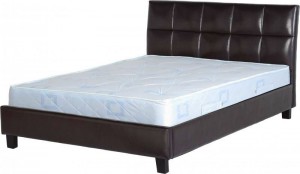 Monroe 4 foot 6 inch Bed in Expresso Brown Faux Leather