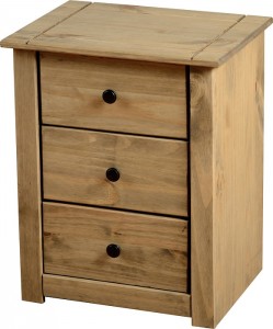 Panama 3 Drawer Bedside Chest in Natural Wax