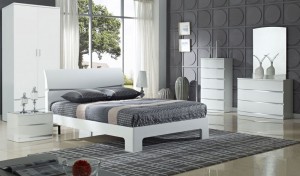 Arden White High Gloss King Size Bed