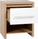 Seville 1 Drawer Bedside Cabinet Light Oak Veneer/White High Gloss