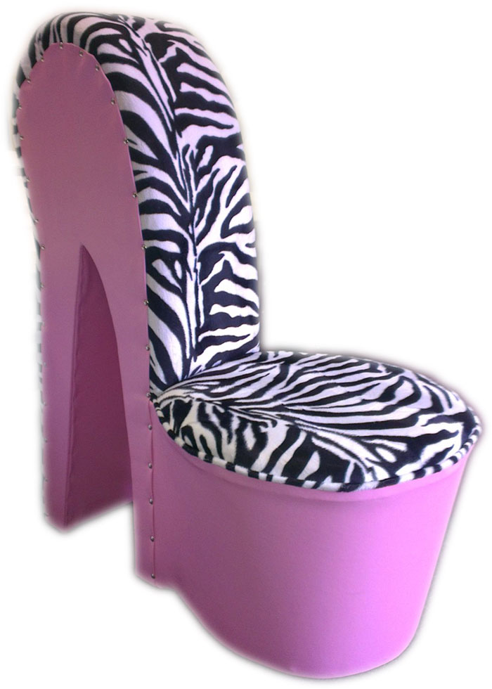 Purple high clearance heel shoe chair