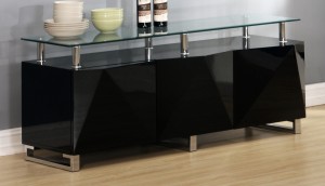 Rowley High Gloss Black 3 Door Sideboard