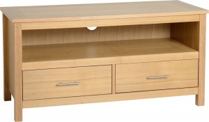 Oakleigh 2 Drawer Flat Screen TV Unit in Natural Oak Veneer