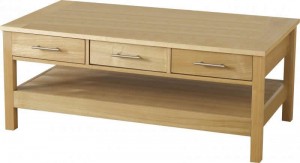 Oakleigh 3 Drawer Coffee Table in Natural Oak Veneer