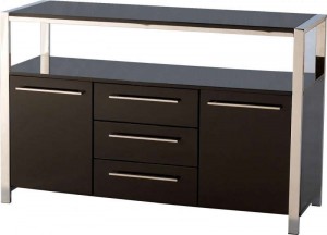 Charisma 2 Door 3 Drawer Sideboard in Black Gloss/Chrome