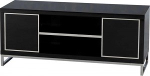 Charisma 2 Door 1 Shelf Flat Screen TV Unit in Black Gloss/Chrome