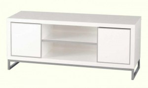 Charisma 2 Door 1 Shelf Flat Screen TV Unit in White Gloss/Chrome