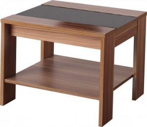 Hollywood Lamp Table in Walnut Veneer/Black Gloss