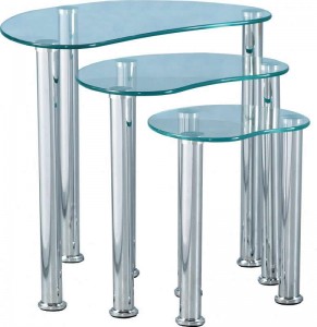 Cara Nest of Tables in Clear Glass/Silver