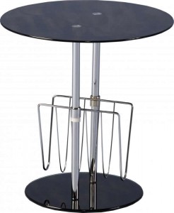 Mariella Magazine Table in Black Glass/Chrome