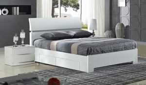 Widney 4 Drawer High Gloss White Double Bed