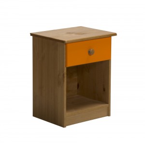 Verona 1 Drawer Bedside Antique With Orange Details