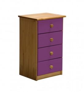 Verona 4 Drawer Bedside Antique With Lilac Details