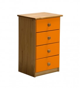 Verona 4 Drawer Bedside Antique With Orange Details