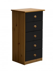 Verona 5 Drawer Bedside Antique With Graphite Details