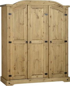 Corona 3 Door Wardrobe in Distressed Waxed Pine