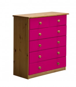 Verona 4+2 Drawer Chest Antique With Fuschia Details