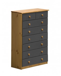 Verona 6+2 Drawer Chest Antique With Graphite Details