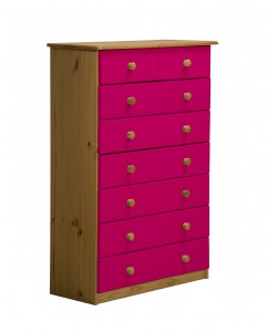 Verona 6+2 Drawer Chest Antique With Fuschia Details