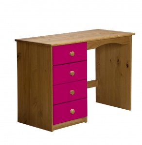Verona 4 Drawer Dressing Table Antique With Fuschia Details