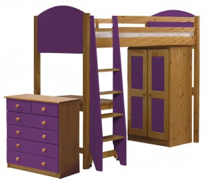 Verona High Sleeper Bed Set 3 Antique With Lilac Details