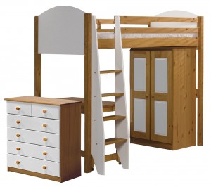 Verona High Sleeper Bed Set 3 Antique With white Details