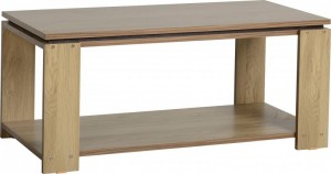 Charles Coffee Table in Oak Effect Veneer with Walnut Trim