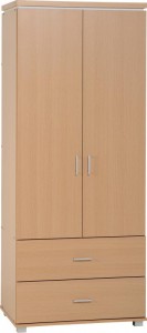 Julia 2 Door 2 Drawer Wardrobe in Beech/White Trim