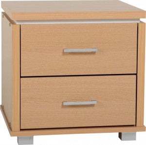 Julia 2 Drawer Bedside Chest in Beech/White Trim